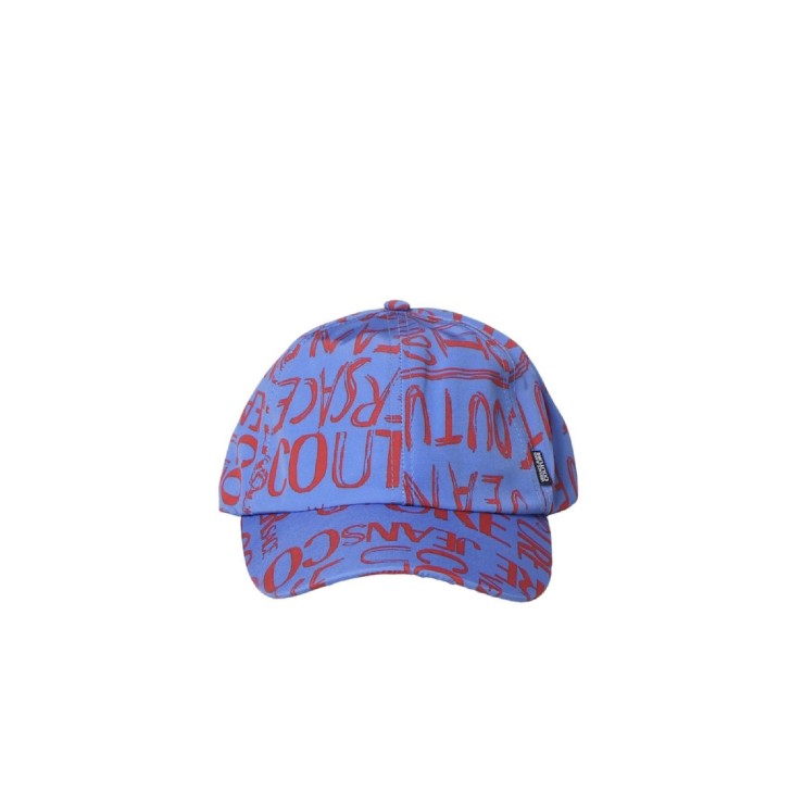 Versace Jeans Couture Cappello da Uomo Blu in cotone con stampa Logo Couture all over