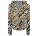 Versace Jeans Couture Giubbotto in Nylon Nero con cappuccio con stampa Logo Brush Couture All Over