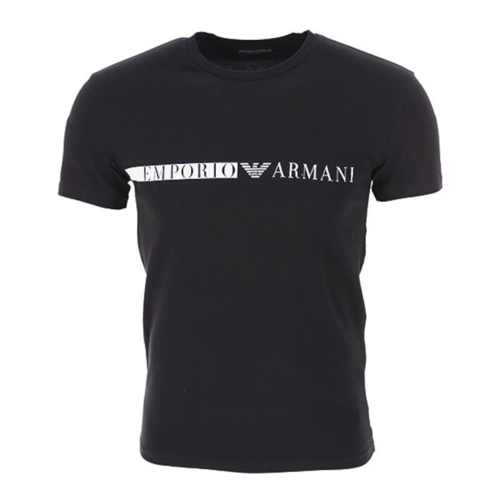 Emporio Armani T-shirt a manica corta nera con logo lettering