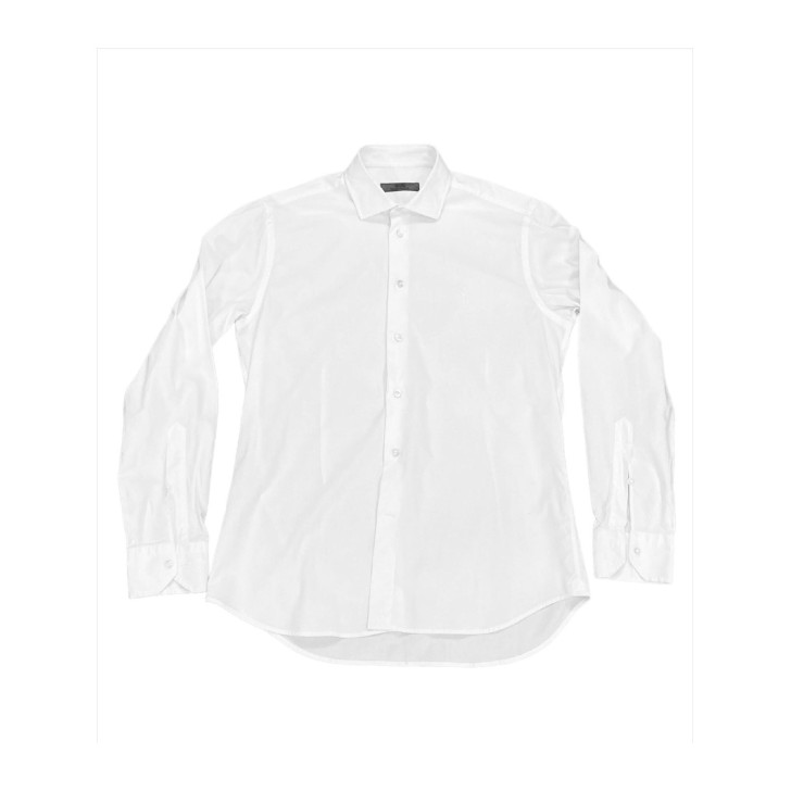 Paciotti camicia bianca in cotone con logo ricamato