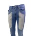 Jeckerson Jeans denim blu cinque tasche con toppe in Alcantara Grigio