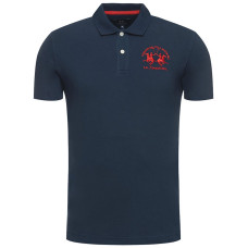 La Martina Polo REGULAR FIT Blu Navy in cotone a manica corta con logo rosso ricamato