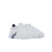 Emporio Armani Sneakers in pelle Bianca con logo effetto pennellato multicolor ai lati