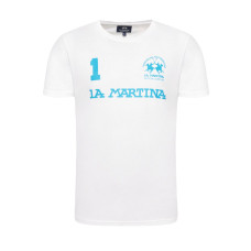 La Martina T-shirt da Uomo Bianca Logo a contrasto 