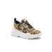 Versace Jeans Couture Sneakers Nera in pelle da Donna con stampa barocco all over