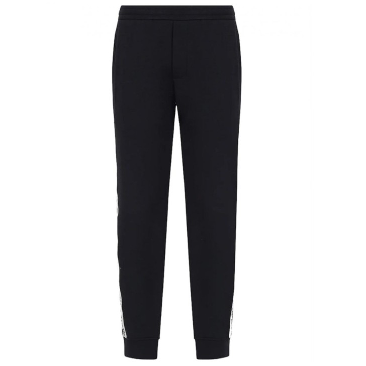 Emporio Armani Pantalone jogger Blu Navy con banda bicolor logata jacquard laterale