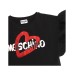 Moschino T-shirt nera a manica corta con ruches e Logo lettering stampato