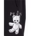 Philipp Plein Pantaloncino in cotone nero con maxi logo PLEIN e orsetto Teddy con logo PP All Over