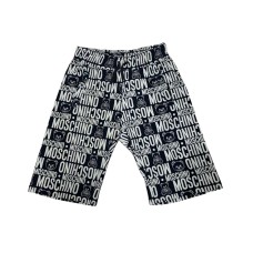 Moschino Pantaloncino in cotone nero con logo lettering e Teddy Bear All Over