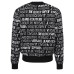 Versace Jeans Couture Maglioncino Nero con logo Lettering All Over Bianco
