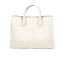Love Moschino Borsa bianca con doppia portabilità e logo lettering con borchie