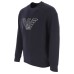 Emporio Armani Felpa in double jersey blu navy con logo Aquila