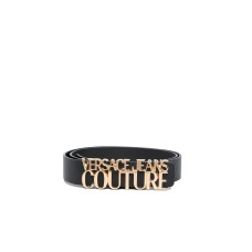 Versace Jeans Couture Cintura da Donna Nera in pelle con Logo nella parte anteriore