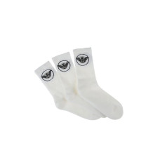 Emporio Armani set 3 paia di calze Bianche unisex realizzate in spugna di cotone con logo jacquard