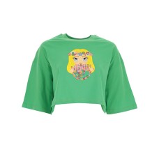 Chiara Ferragni T-shirt corta Oversize a manica corta Verde con Iconica mascotte Chiara Ferragni