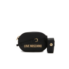 Love Moschino Borsa a tracolla nera con logo lettering in metallo