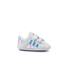 Adidas Originals SUPERSTAR CRIB Sneakers bianca in pelle con inserti argento 
