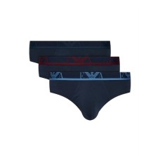 Emporio Armani Set 3 Slip in cotone stretch con vita elastica e logo bold monogram