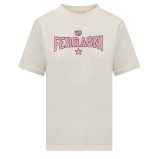 Chiara Ferragni T-shirt regular fit in cotone a manica corta con logo FERRAGNI rosa stampato