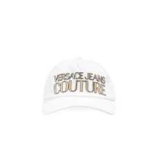 Versace Jeans Couture Cappello Bianco Unisex con logo nella parte anteriore dorato