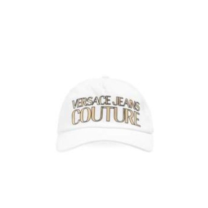 Versace Jeans Couture Cappello Bianco Unisex con logo nella parte anteriore dorato