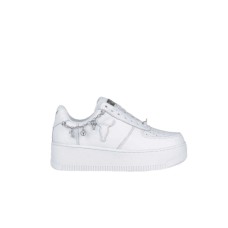 Windsor Smith Sneakers da Donna in pelle bianca con accessorio argento