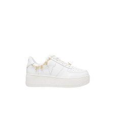 Windsor Smith Sneakers Bianca con logo e catenella in oro laterale