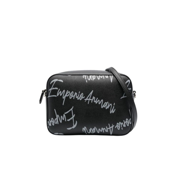 Emporio Armani Borsa a tracolla Nera con Logo Lettering All Over