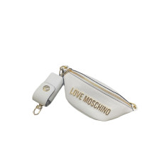 Love Moschino Borsa bianca a mano con logo lettering in metallo dorato nella parte anteriore